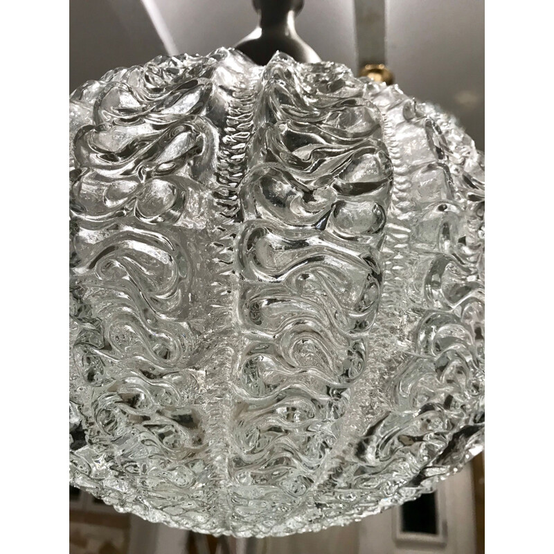 Vintage pendant lamp in glass ice frost by Jt Kalmar, 1970s