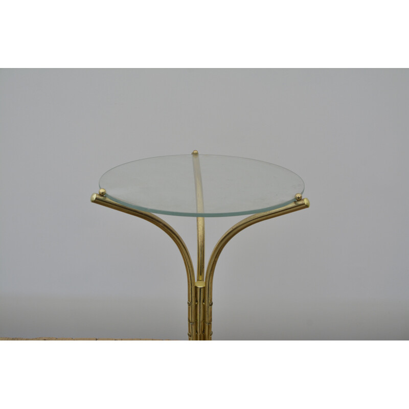 Vintage gilded metal and glass side table