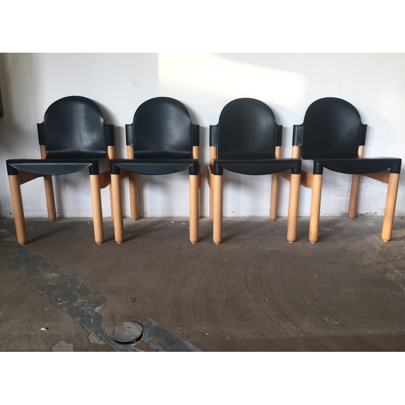 Set of 4 Thonet "Flex" chairs in beech, Gerd LANGE - 1980s