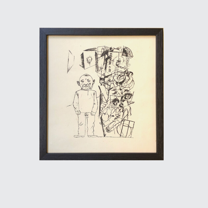 Set of 9 vintage prints by George Grosz, Italy 1945