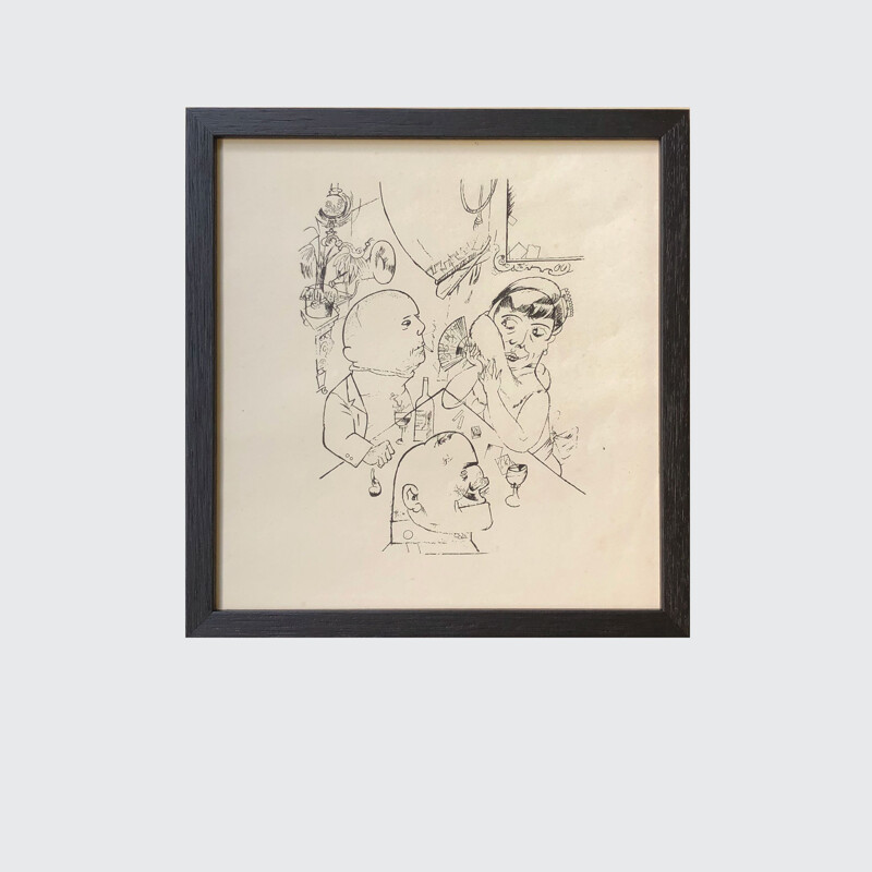 Ensemble de 9 gravures vintage de George Grosz, Italie 1945