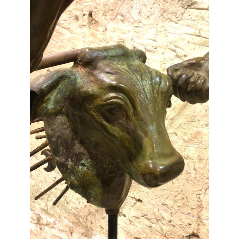 Vintage terracotta bull head "Taureau-Manie" by Dom's Acconciaioco