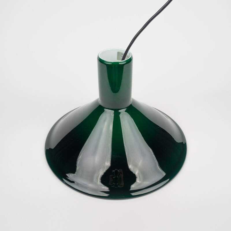 Danish vintage pendant lamp P&T by Jacob E. Bang for Holmegaard, 1972
