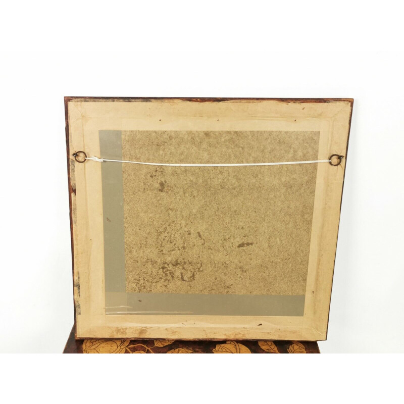 Échantillonneur de laine victorienne vintage dans un cadre en érable