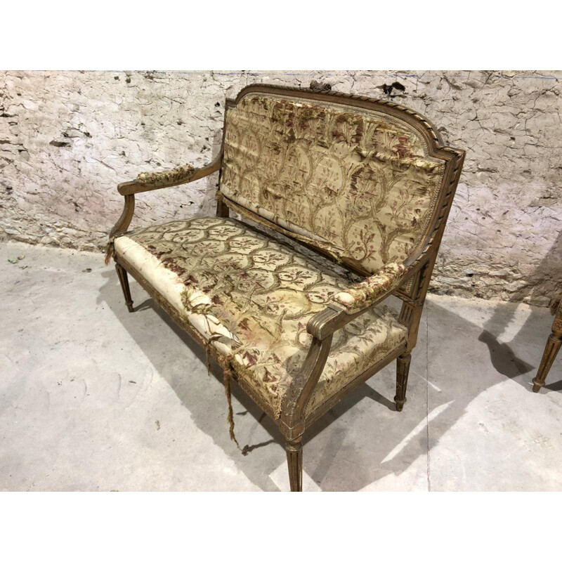 Vintage living room set in gilded carved wood