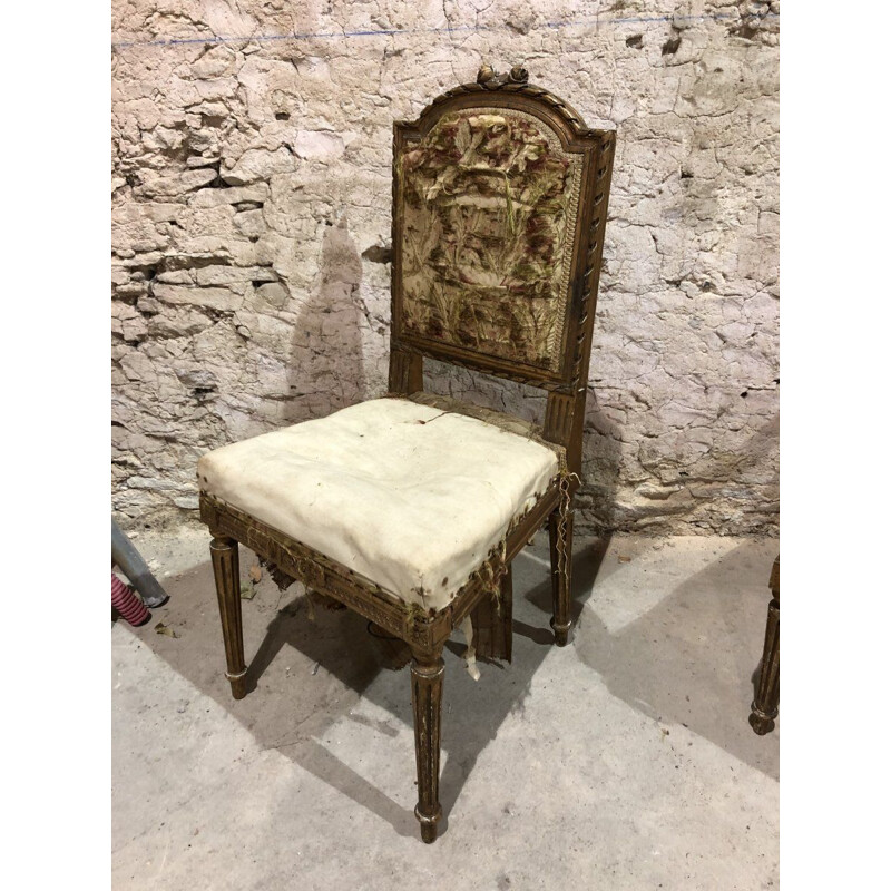 Vintage living room set in gilded carved wood