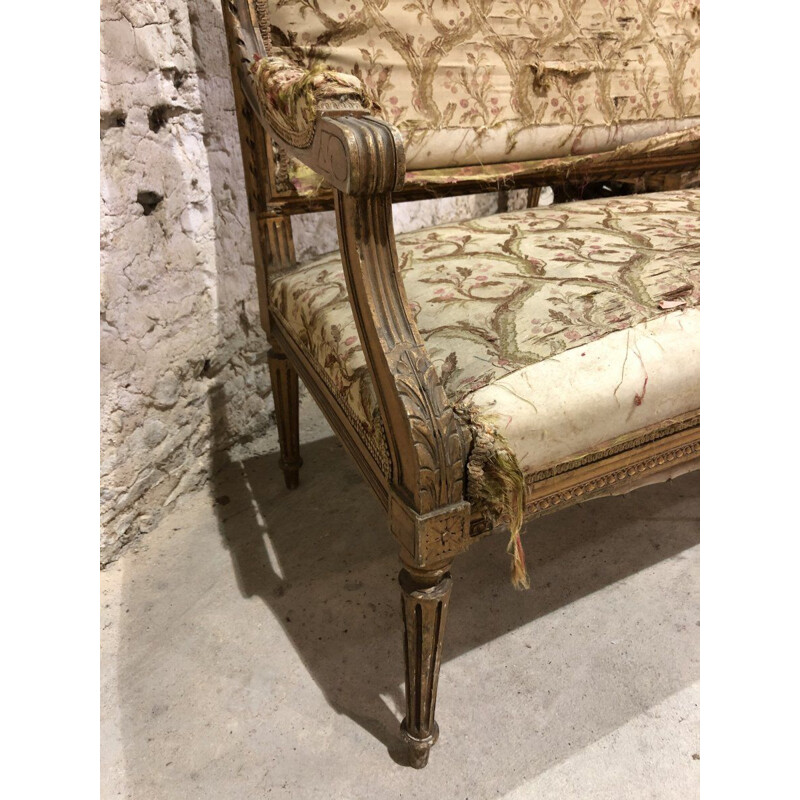 Vintage living room set in gilded carved wood