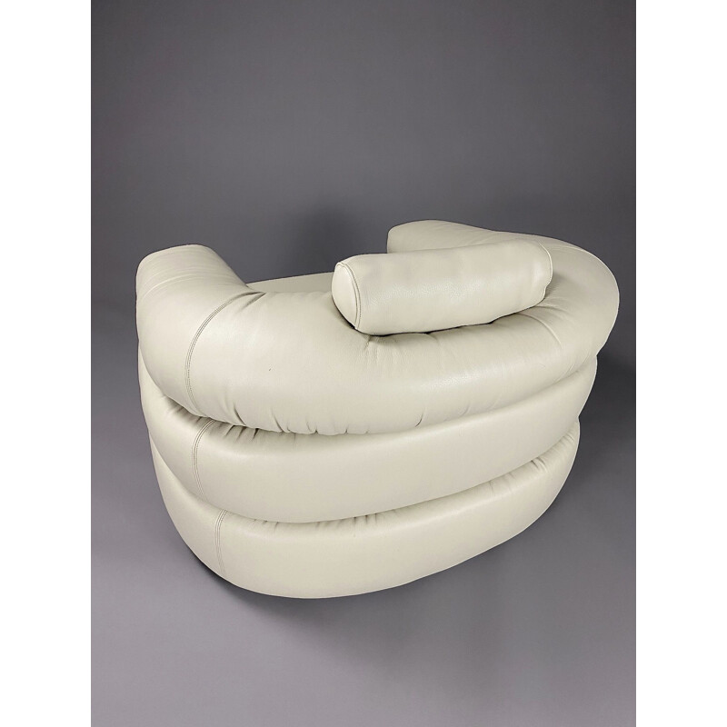 Mid-century ivory leather Straccio armchair by De Pas, D'Urbino and Lomazzi for Zanotta, Italy