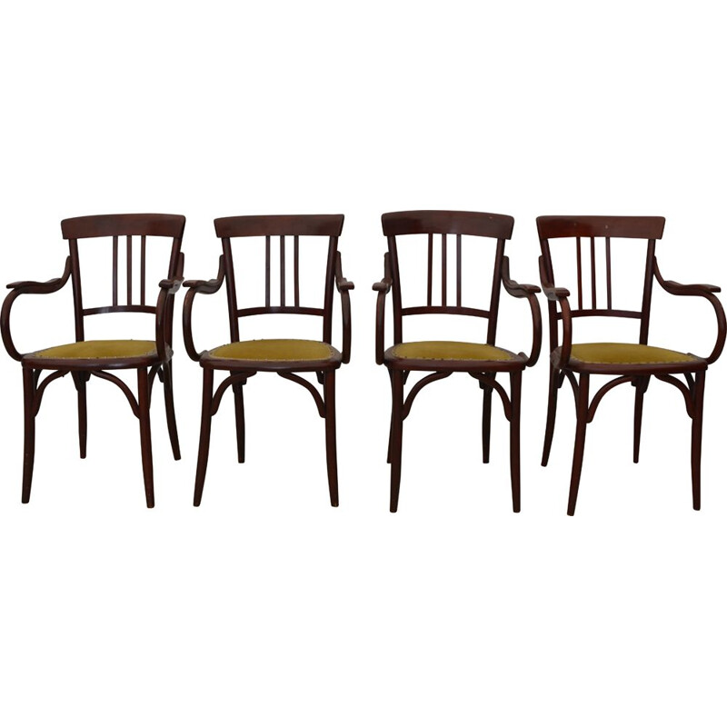 ensemble de 4 fauteuils - bois velours