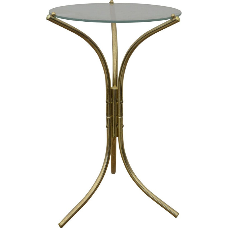 Table d'appoint vintage en métal doré et verre