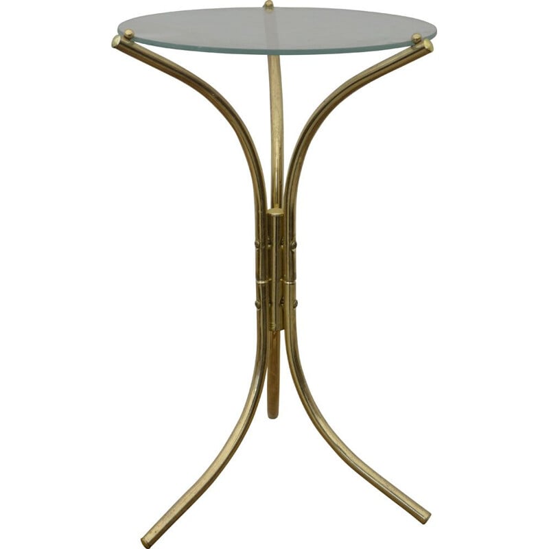 Vintage gilded metal and glass side table