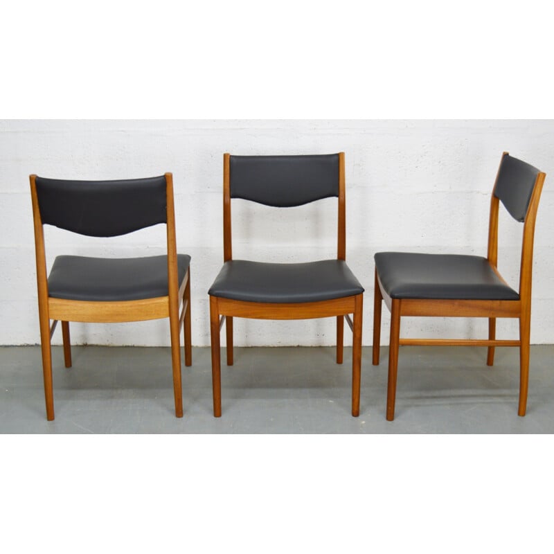 Set of 4 mid century Mc Intosh chairs in teak and vinyl - 1960s