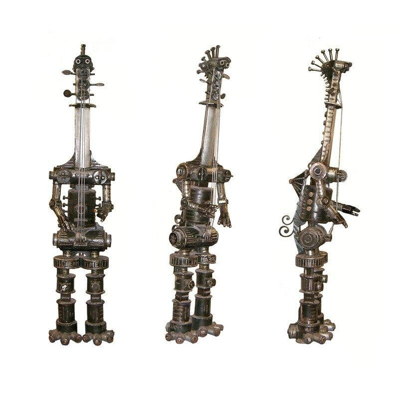 Vintage metalen sculptuur "Australophone" van Frank Hérouard, 1980