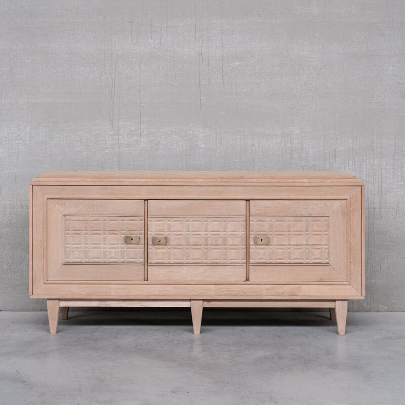 Mid century oakwood and brass sideboard, France 1940s