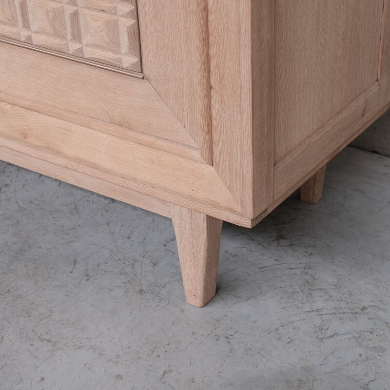 Mid century oakwood and brass sideboard, France 1940s