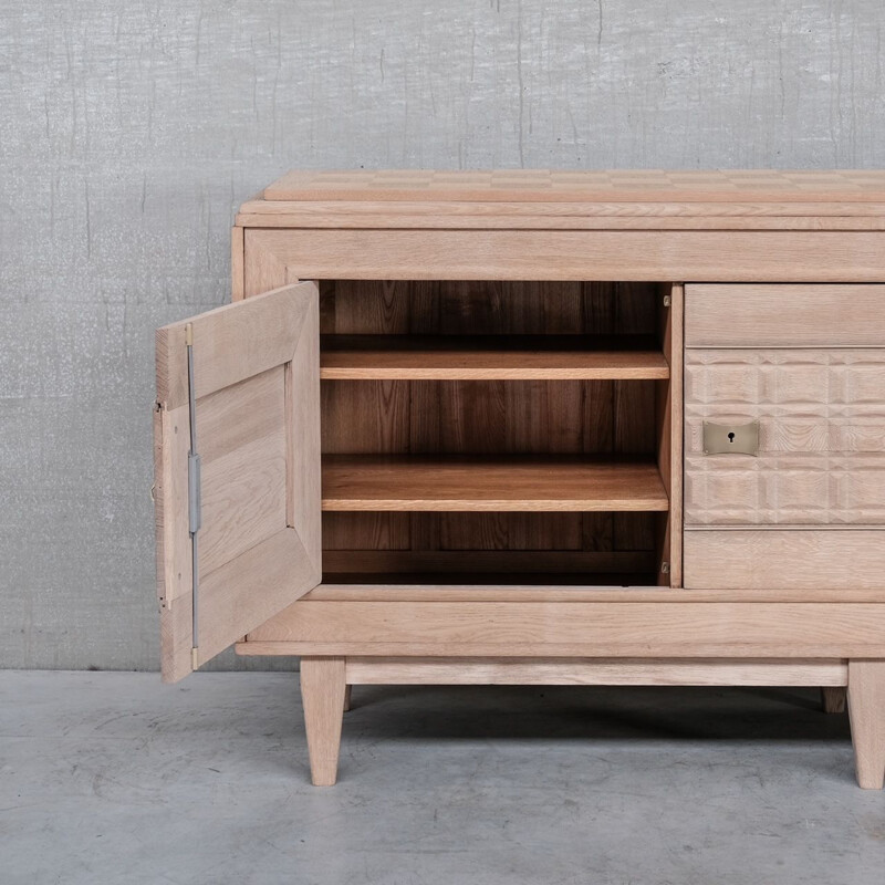 Mid century oakwood and brass sideboard, France 1940s