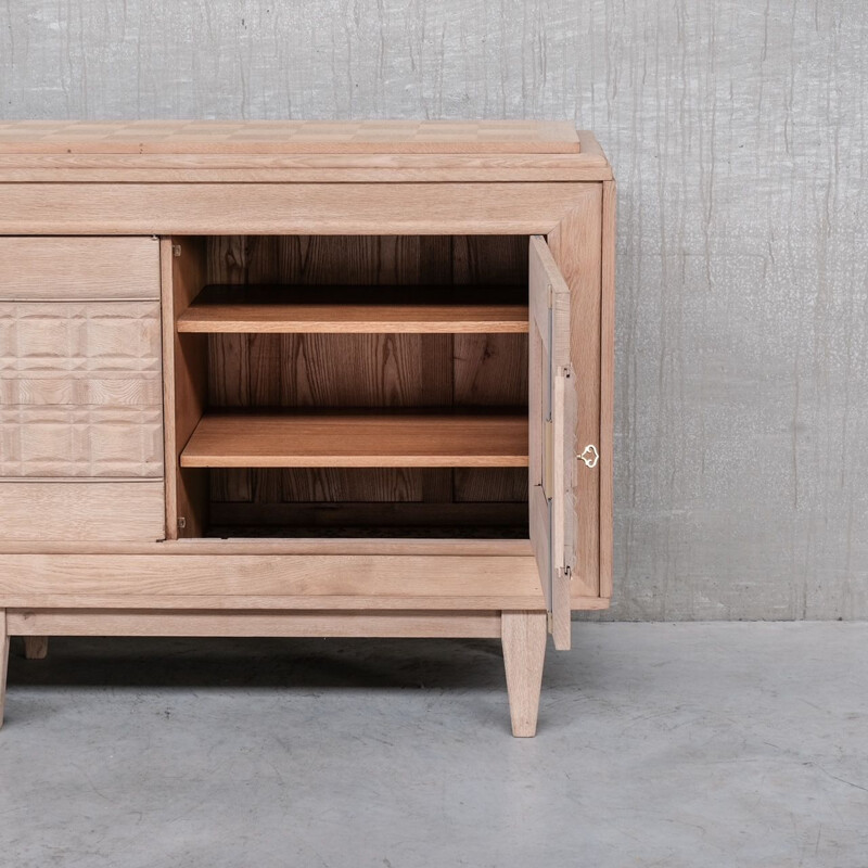 Mid century oakwood and brass sideboard, France 1940s