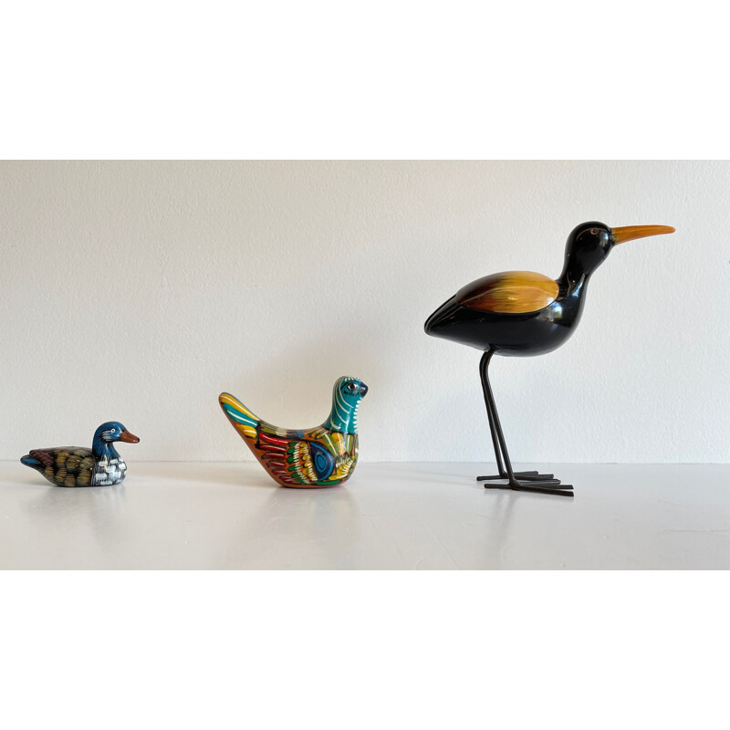 Set of 3 vintage "birds and duck" ceramics