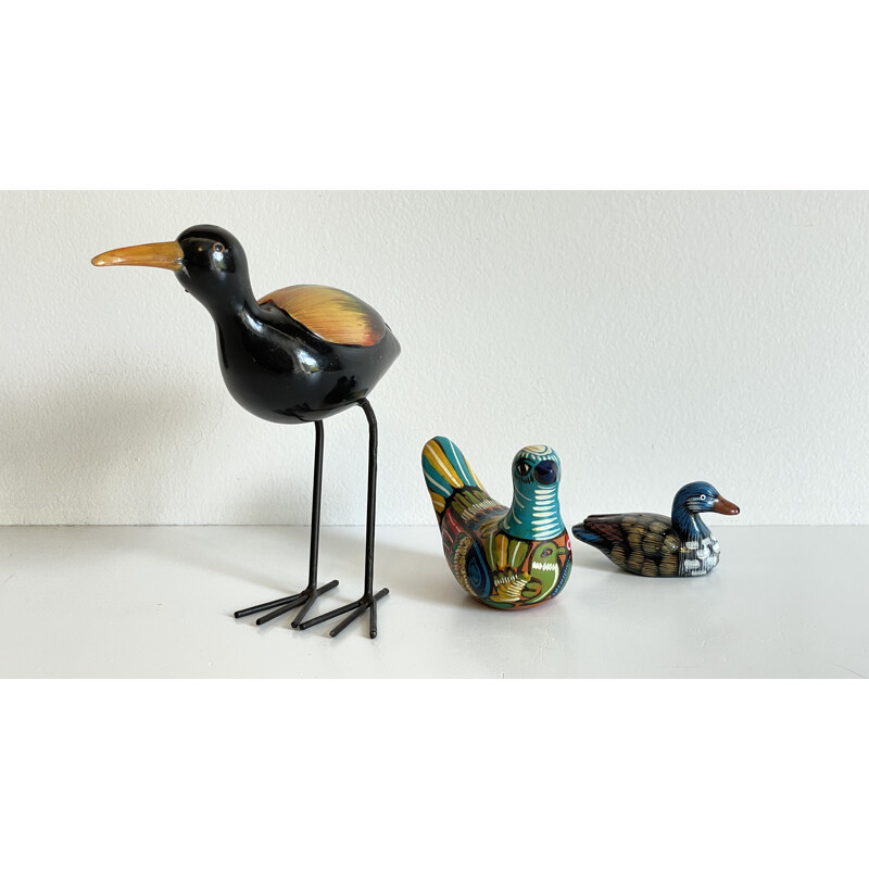 Set of 3 vintage "birds and duck" ceramics