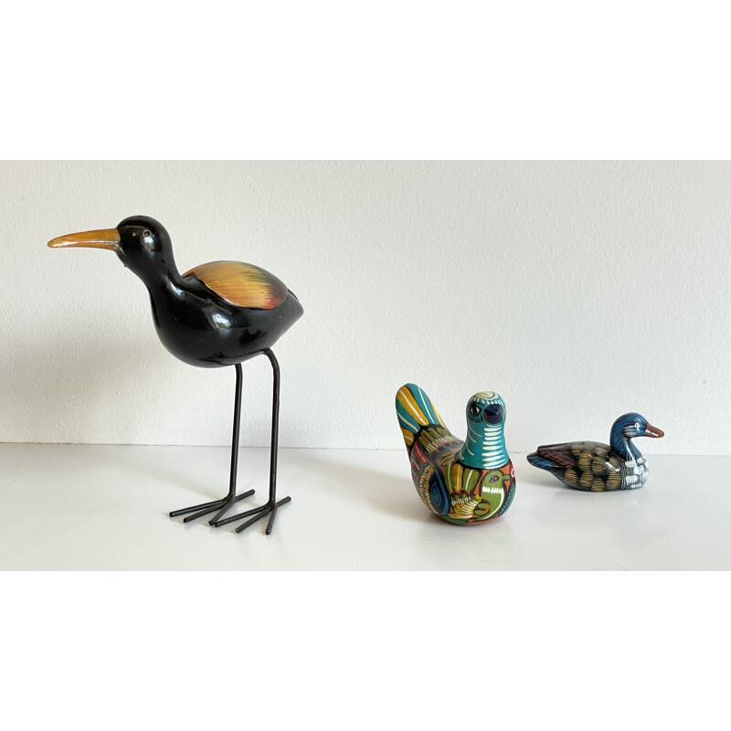 Ensemble de 3 céramiques vintage "oiseaux et canard"