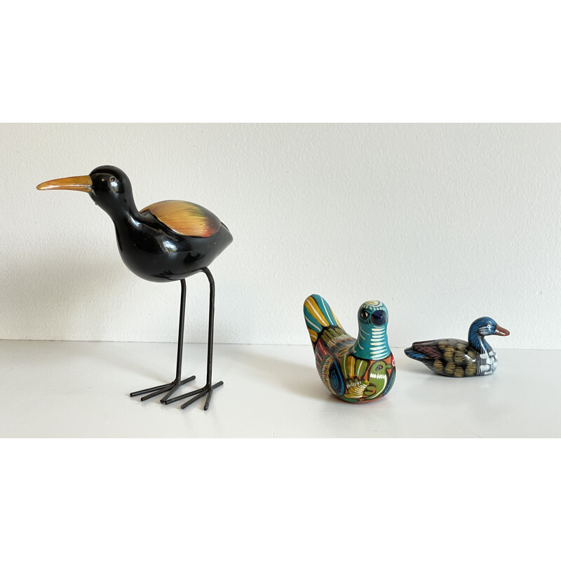 Set of 3 vintage "birds and duck" ceramics