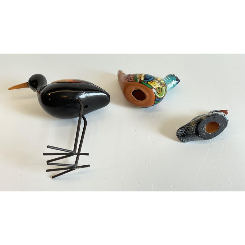 Ensemble de 3 céramiques vintage "oiseaux et canard"