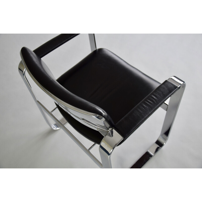 Pair of vintage aluminum and leather office chairs by Eero Aarnio for Mobel Italia, Italy 1960