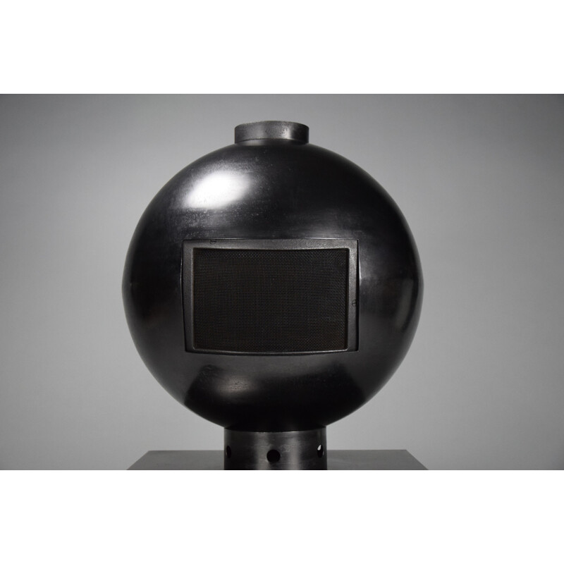 Vintage spherical fireplace in heavy steel by Dries Kreijkamp, Netherlands 1960