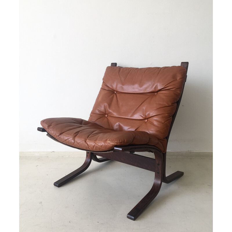 Pair of Westnofa Furniture "Siësta" armchairs in cognac leather, Ingmar RELLING - 1960s 