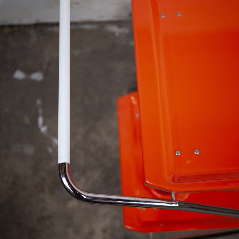 Vintage plastic and chromed metal folding bar cart, Italy 1960