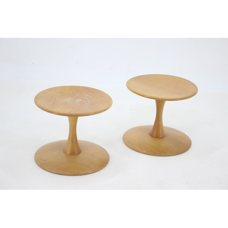 Pair of vintage beechwood stools by Nanna Ditzel for Kolds Savværk, Denmark 1960