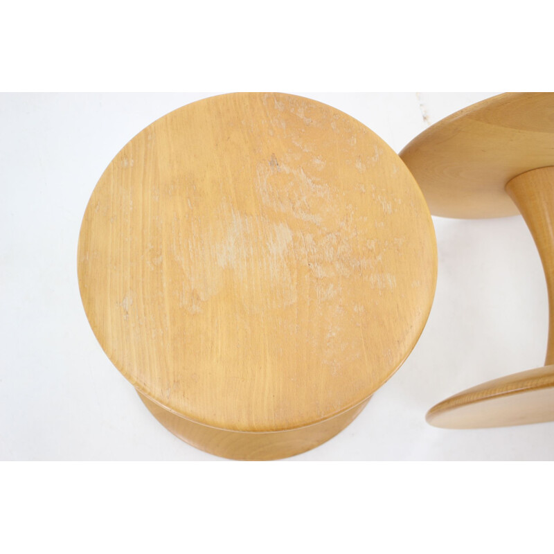 Pair of vintage beechwood stools by Nanna Ditzel for Kolds Savværk, Denmark 1960
