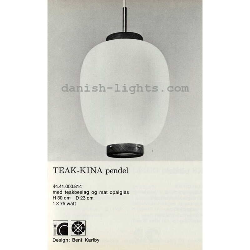 Danish vintage pendant lamp Kina by Bent Karlby for Lyfa, 1946