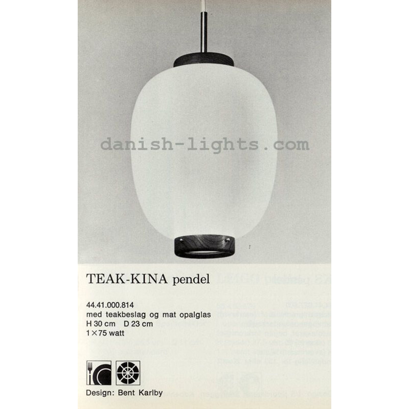 Lampada a sospensione danese d'epoca Kina di Bent Karlby per Lyfa, 1946