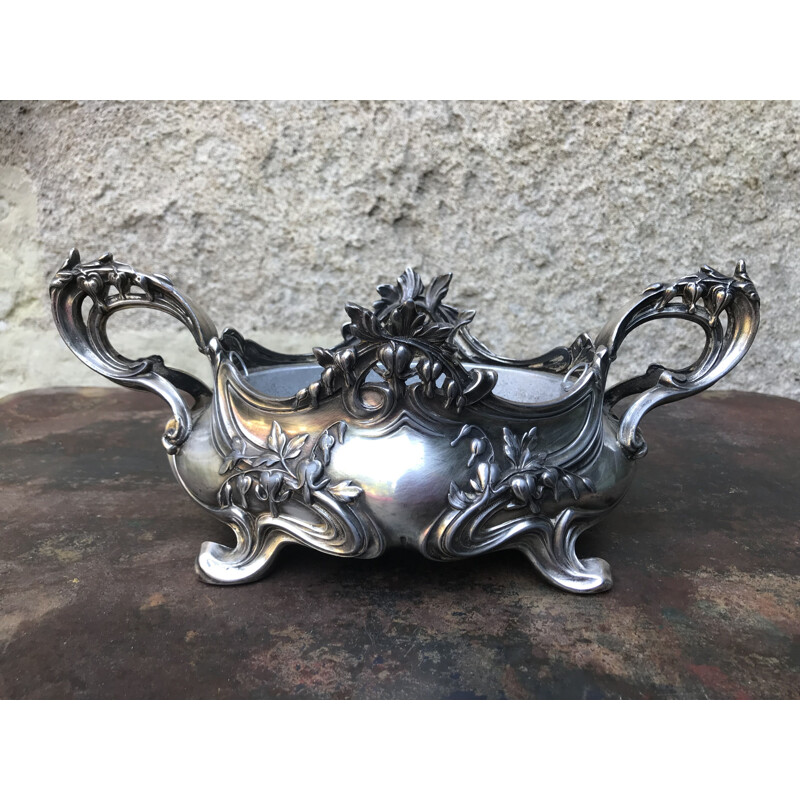 Vintage Art Nouveau silver-plated planter, 1900