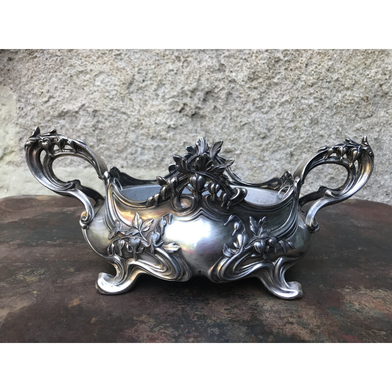 Vintage Art Nouveau silver-plated planter, 1900