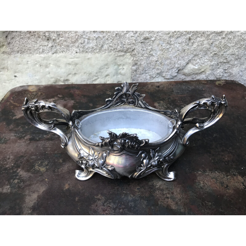 Vintage Art Nouveau silver-plated planter, 1900