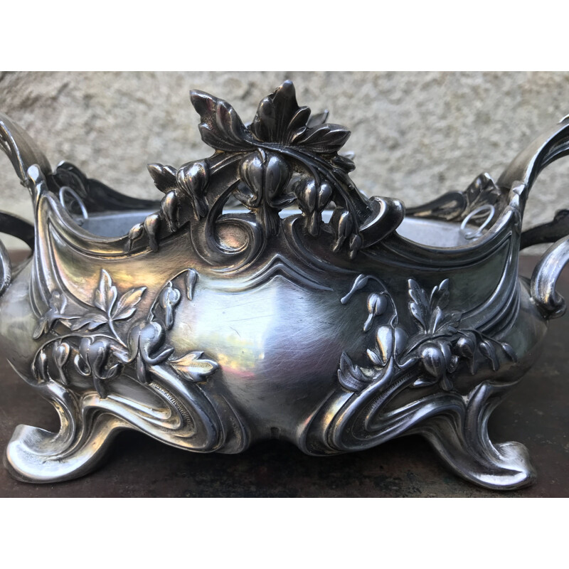 Vintage Art Nouveau silver-plated planter, 1900