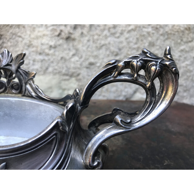 Vintage Art Nouveau silver-plated planter, 1900