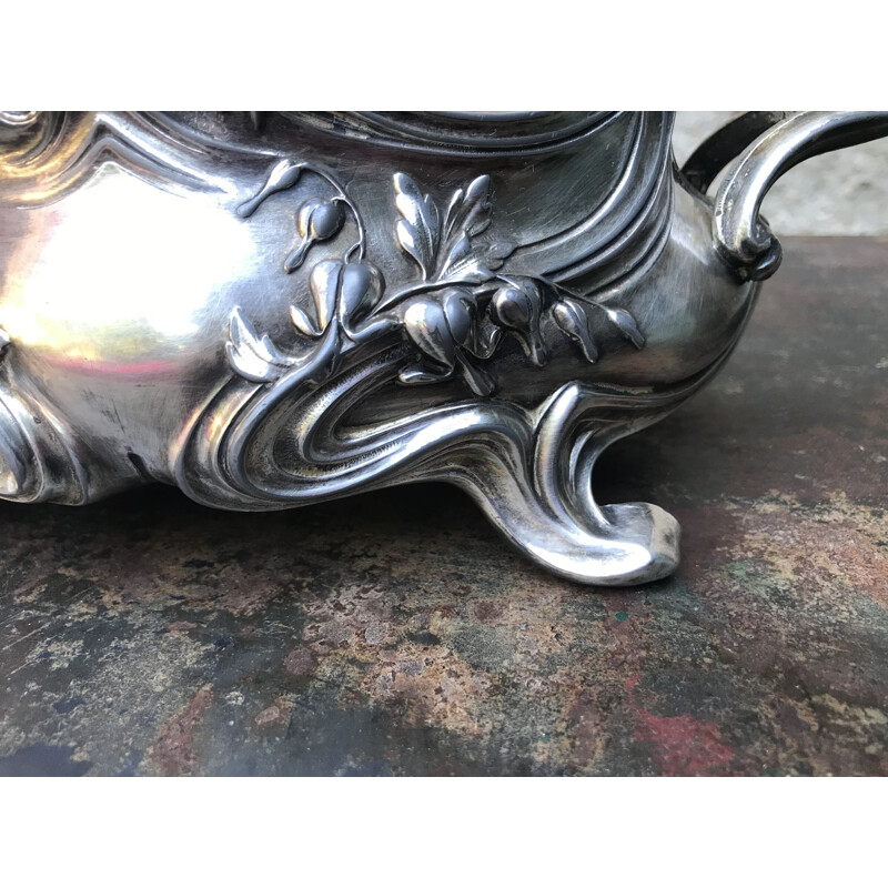 Vintage Art Nouveau silver-plated planter, 1900