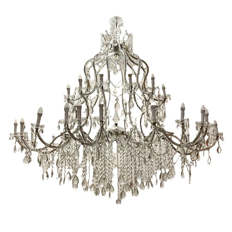 Vintage crystal chandelier with 37 lights, 1950s