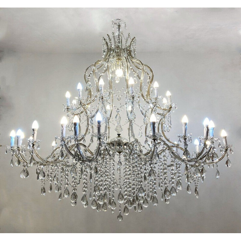 Vintage crystal chandelier with 37 lights, 1950s