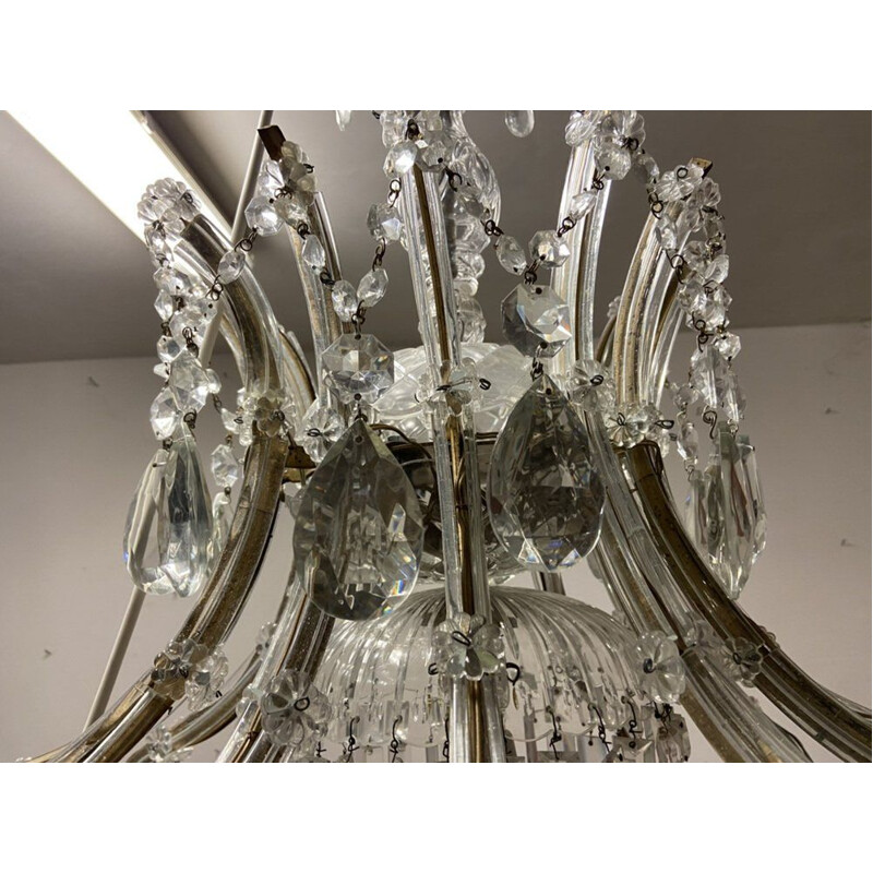 Vintage crystal chandelier with 37 lights, 1950s