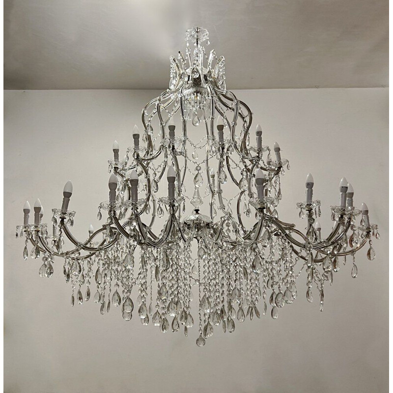 Vintage crystal chandelier with 37 lights, 1950s