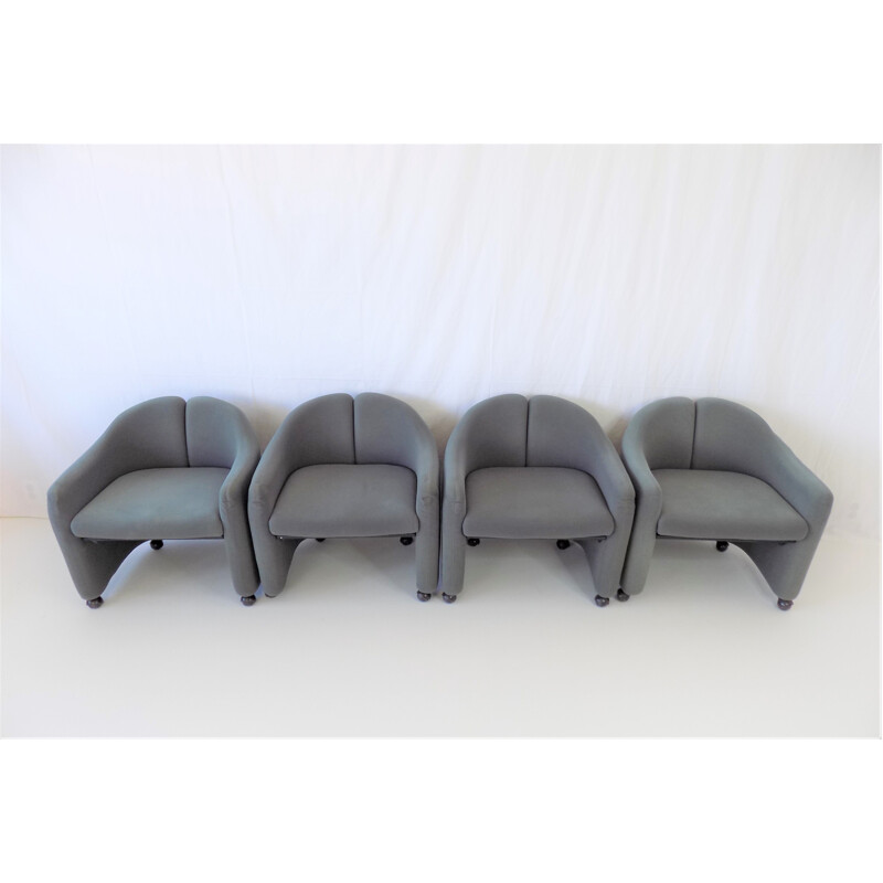 Ensemble de 4 fauteuils vintage Ps142 par Eugenio Gerli pour Tecno, 1960