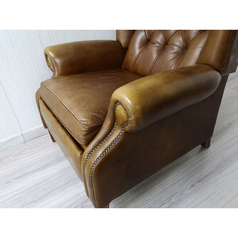 Mid century leather reclining armchair