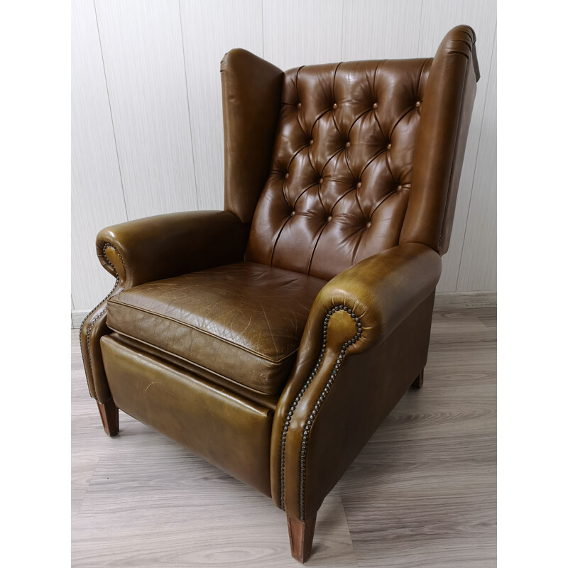 Mid century leather reclining armchair