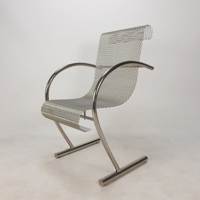 Vintage "Sing Sing Sing" tubular steel armchair by Shiro Kuramata for Xo, France 1985