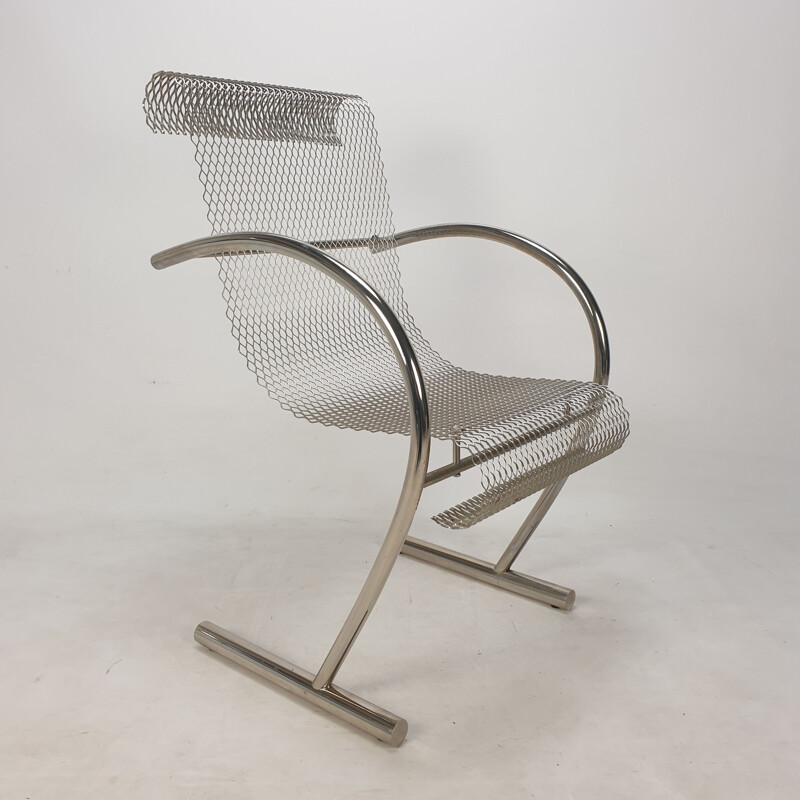 Vintage "Sing Sing Sing" tubular steel armchair by Shiro Kuramata for Xo, France 1985