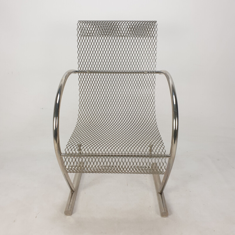 Vintage "Sing Sing Sing" tubular steel armchair by Shiro Kuramata for Xo, France 1985